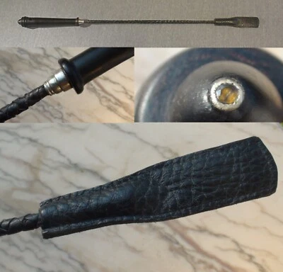 01 Antiguo pero nuevo látigo de cuero de lujo plata 95% esmeralda o zafiro terminado Foto 1 de 4