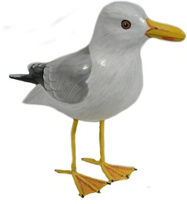 WOOD SEAGULL HANDMADE Coastal Garden Statue Dockside Bird Yard Art Sculpture - Image 1 of 2