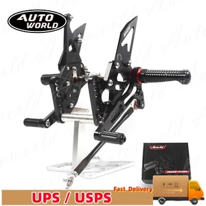 For Suzuki GSXR1000 2005-2006 Adjustable Racing Rearsets Footrest FootPeg Black - Bild 1 von 15