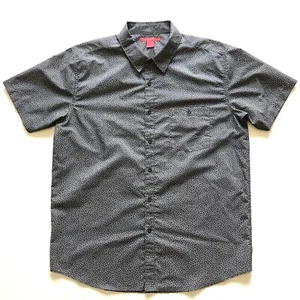 Montage Black Small Floral Print Short Sleeve Button Up Shirt - Men Sz XXL - Picture 1 of 3