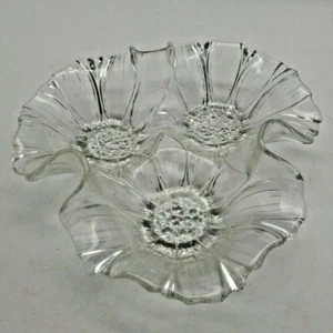 Mikasa Sunflower Bowl Divided Relish Dish Clear Glass Bowl - Picture 1 of 6