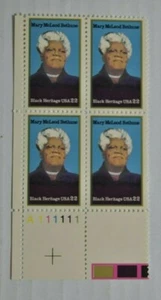 Mary McLeod Bethune Educator Black Heritage USA .22c Plate Block of Four Stamps - Picture 1 of 5