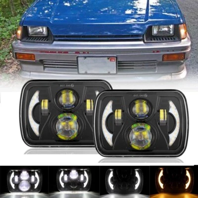 For Honda 82-85 Civic 86-89 Accord Pair 7x6 LED Headlights Hi-Lo DRL Turn Signal Foto 1 de 4
