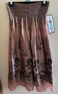 Lapis Skirt Midi Womens One Size Pink Black Floral Convertible Tube Dress New - Picture 1 of 10