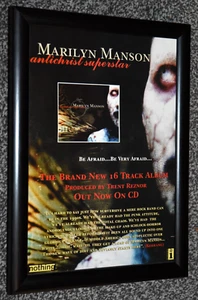 MARILYN MANSON A4 FRAMED 1996 antichrist superstar ALBUM original promo poster - Picture 1 of 1