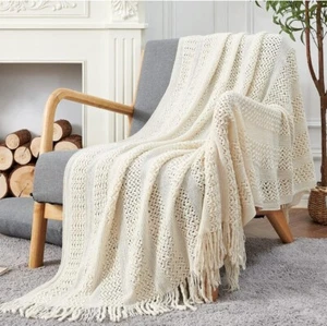 Chunky Cable Knit Throw Blanket for Couch 50"x60" Lightweight Soft Cozy Throw... - Picture 1 of 8