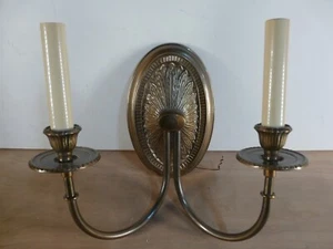 2-Bulb Sconce w/ Decorative Mount & Original Fastener--VINTAGE - Picture 1 of 5