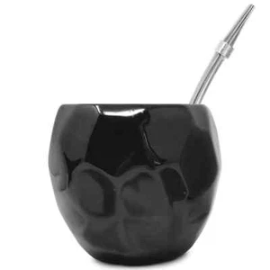 Unique Polyhedron Yerba Mate Cup and Bombilla Set - Double Walled Ceramics - Picture 1 of 3