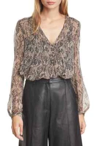 Blusa NUEVA CON ETIQUETAS VERONICA BEARD Seda Lowell Estampado Serpiente Talla 4 $395 - Imagen 1 de 7