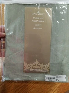 Royal Velvet Crushed Voile Rod Pocket Ascot Valance 40 W x 25 L Seagrass & Egret - Picture 1 of 11