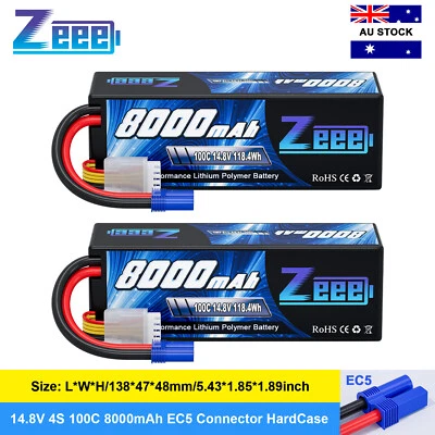 2x Zeee 4S Lipo Battery 8000mAh 14.8V 100C EC5 for 8s Xmaxx RC Car Truck Tank - image 1 of 4