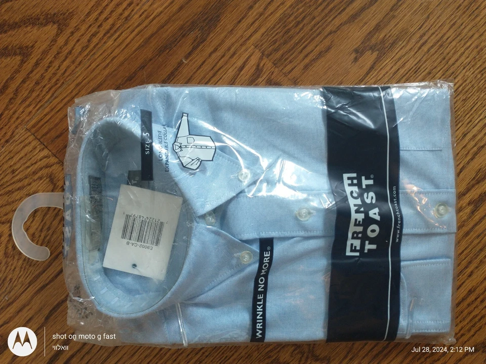 NUEVO CON ETIQUETAS Camisa Oxford Azul Claro Tostada Francesa Niños Pequeños Manga Larga Talla 5 Foto 1 de 1