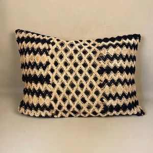 African Kuba Cloth Cushion Pillow Feather Filled 65x45cm Rectangle DR Of Congo - Picture 1 of 13