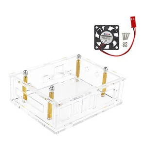 Acrylic Clear Case Motherboard Shell W/ Fan Heat Sink For Orange Pi 5 Plus - Afbeelding 1 van 14