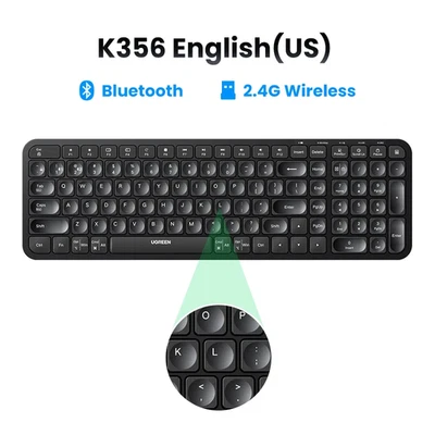 UGREEN Wireless Keyboard Bluetooth & 2.4G 106 Keys EN/RU/KR for Laptop Mac PC - Image 1 of 4