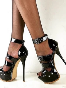 Women's Open Toe 16cm High Heels Platform Ankle Sandals Buckle Strap Stilettos - Picture 1 of 13