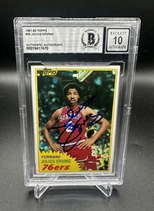 Julius Erving 76ers 1981 Topps Autographed Signed Beckett Slabbed Card COA - Picture 1 of 5