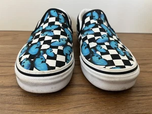 🦋 Vans Slip On Butterfly Checkerboard Black Blue Shoes - Men’s 5, Women’s 6.5 - Picture 1 of 7