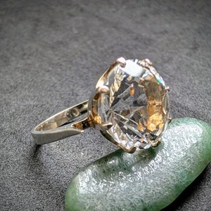 Vintage Ring 835 Silver Rock Crystal Old RG 51 - Picture 1 of 5