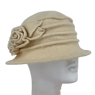 Gorra de Lana Lawliet Gatsby Acento Floral Embalable Retro Coqueta Suave Niña Foto 1 de 4