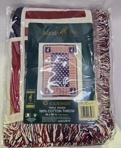 Atlanta 1996 Olympic Red White Blue Cannon Throw 46x68" NEW IN PACKAGE VERY RARE - Picture 1 of 4