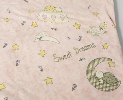 Sweet Dreams Flannel Fabric 1 Yard + 6" by Deb Strain for Moda Pink Lamb Bunny - Image 1 of 4