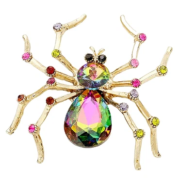 Kirks Folly Large Web Weaver Spider Pin  goldtone  Halloween - Image 1 of 2