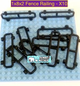 Lego 1x8x2 Fence Black Bar Railing Guard Rail Barrier NEW X10 - Picture 1 of 1