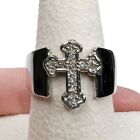 RSC Stamped Silver Tone Byzantine Religious Cross Band Ring Size 6.5-6.75 Holy