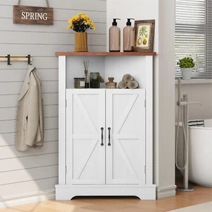 Bathroom Corner Storage Cabinet, Farmhouse Floor Corner Cabinet , Kitchen - Picture 1 of 33