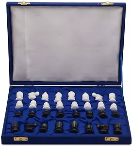 Caja de piezas de ajedrez de mármol alabastro con caja de terciopelo azul regalos para mujeres, hombres y mamá - Imagen 1 de 4