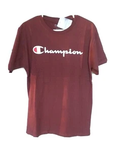 Champion Classic Script Logo T-Shirt Size M Burgundy/Maroon NEW IN PLASTIC W/TAG - Picture 1 of 7