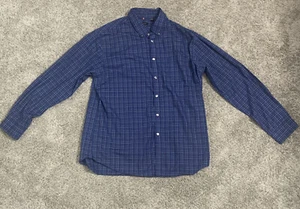 Van Heusen Men's Button Down Shirt XL Cotton Long Sleeve Blue Plaid - Picture 1 of 11