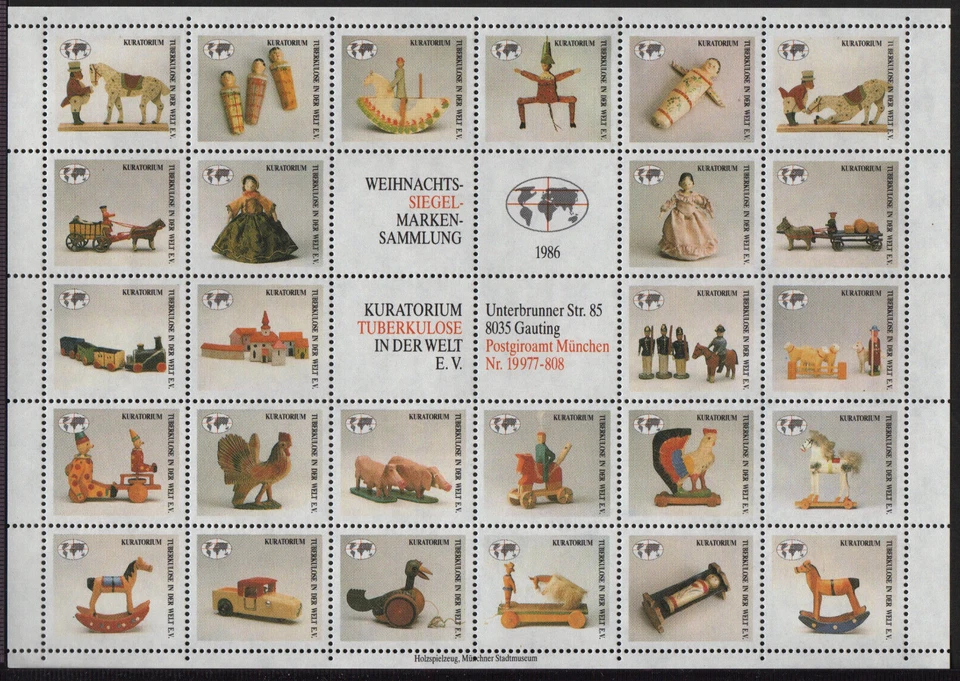✔️ GERMANY Tuberculosis stamps 1986. complete sheet PERFORATED - Image 1 of 1