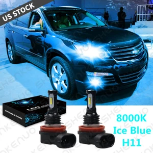 Ice Blue H11 LED Headlight Bulbs Kit for Chevy Traverse 2009-2017 Low Beam 8000K - Picture 1 of 12