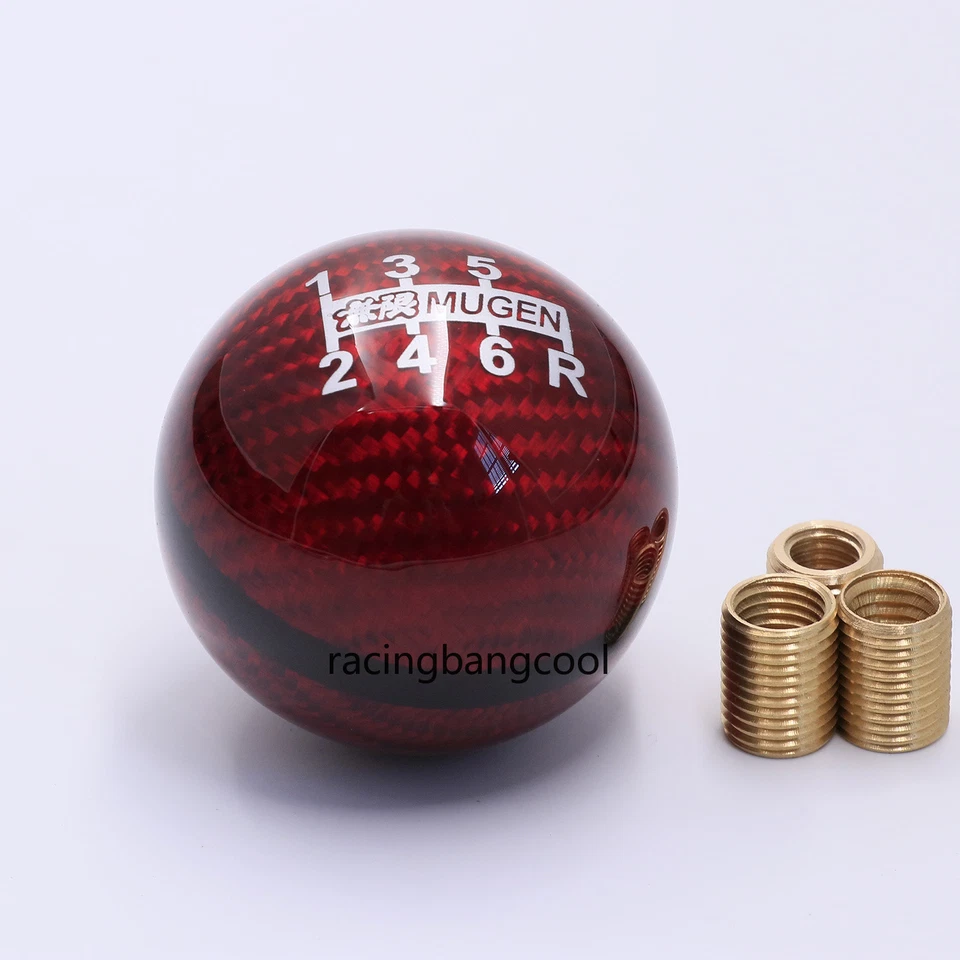 Perilla de cambio roja de fibra de carbono Mugen 6 velocidades para Honda/coche universal Foto 1 de 4
