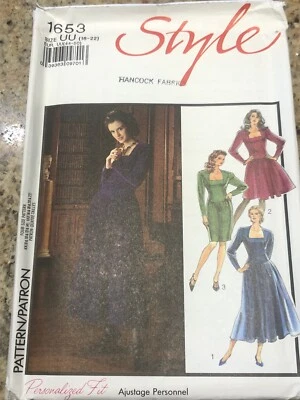 🌷 STYLE #1653-LADIES GORGEOUS (3 STYLE) SQUARE NECKLINE DRESS PATTERN 16-22 FF - Image 1 of 2