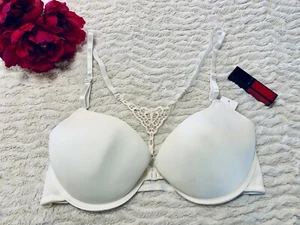 HERS BY HERMAN Crochet Racerback Front Close Underwire Bra Womens Sz 34C - Ivory - Picture 1 of 3