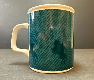 ENESCO Polo Horses Mug Cup Ceramic Rare Vintage Teal RARE Preppy - Picture 1 of 8