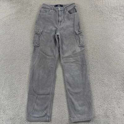 Hollister Ultra High Rise Dad Jean Womens 1L Gray Baggy Cargo Skater 26x33 Loose - Image 1 of 4