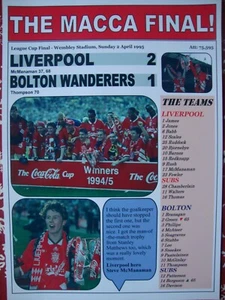 Liverpool 2 Bolton Wanderers 1 - 1995 League Cup final - souvenir print - Picture 1 of 1