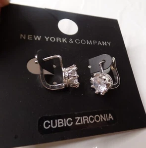 New York & Company Cubic Zirconia Earrings New On Card Sparkly - Picture 1 of 7