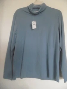 Camisa de mujer CHRISTOPHER & BANKS azul cuello tortuga tejido manga larga talla L - Imagen 1 de 3