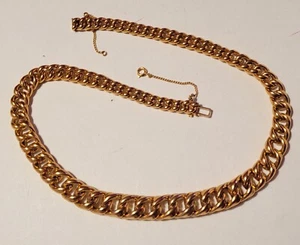 BIJOU VINTAGE MAIS NEUF COLLIER MAILLE GOURMETTE PLAQUÉ OR JAUNE # K35 - Picture 1 of 3