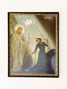 Estampado alemán cristiano vintage de la década de 1930 enmarcado - Imagen 1 de 14