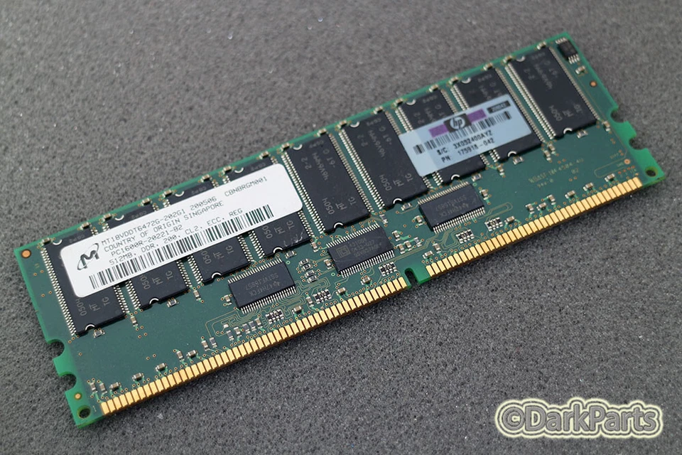 Micron MT18VDDT6472G-202G1 PC1600R-20221-B2 512MB Server Memory RAM - Image 1 of 1