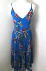 Oasis summer party blue floral fit and flare holiday Dress Size 10