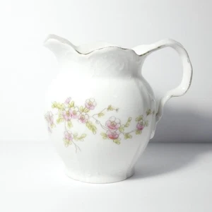 Jarra crema alemana vintage de 3,25" de alto flores rosas borde dorado - Imagen 1 de 15