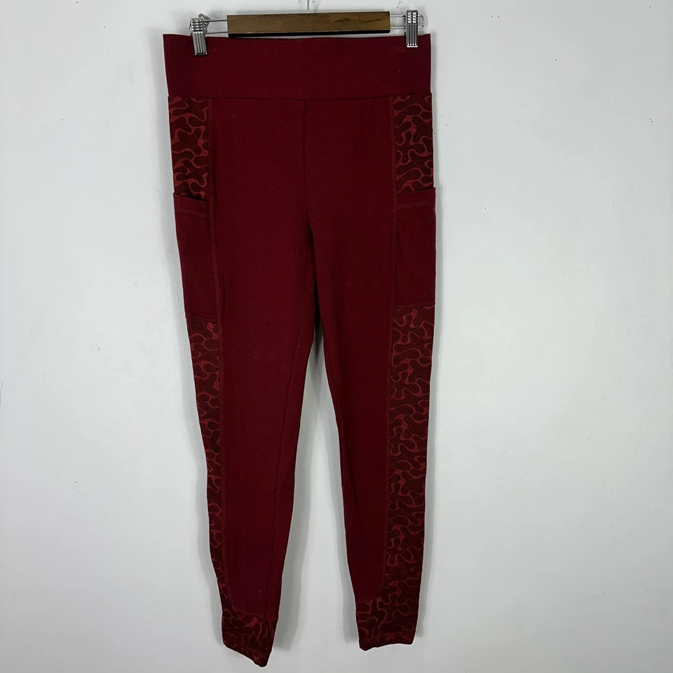 Леггинсы с логотипом Layers XS жаккардовые красные богемное художественное заявление фестиваль гостиная - Изображение 1 из 4