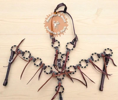 Western Leather Tack Set For Horse | German Silver Ring Tack Set With Fringe - Image 1 of 3